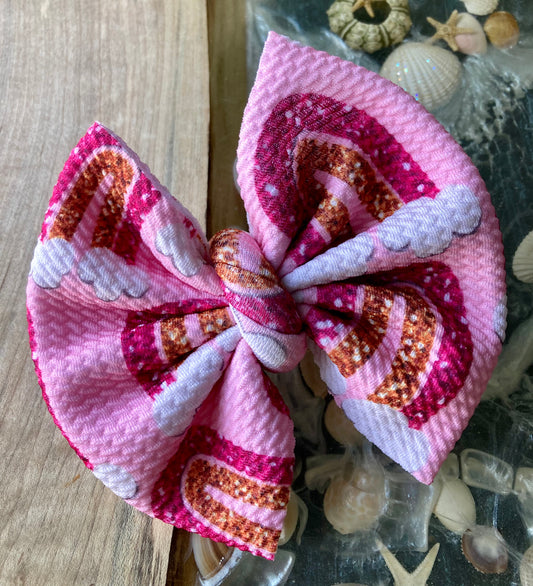 Pink Rainbows Hair Bow