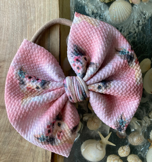 Pink Pig Nylon Headband Hair Bow