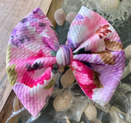 Watercolor Floral Hair Bow