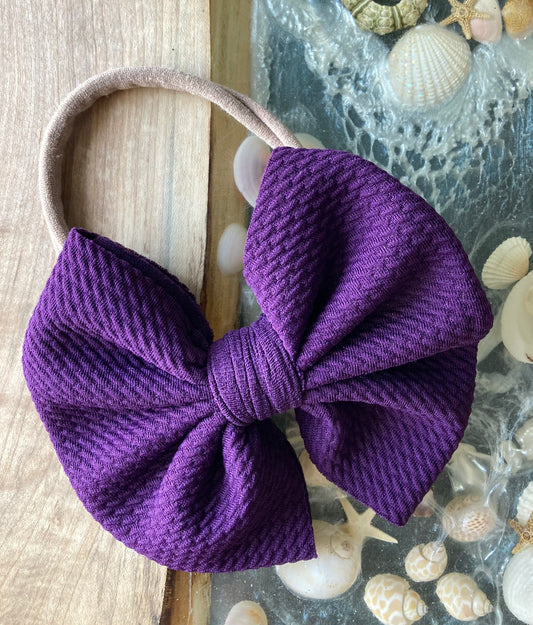 Solid Dark Purple Nylon Headband Hair Bow