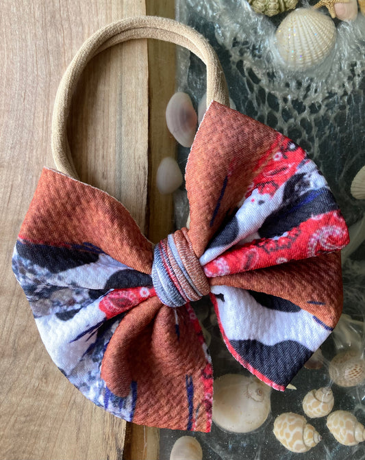 Western Nylon Headband Hair Bow