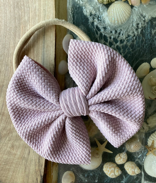 Solid Faint Pink Nylon Headband Hair Bow