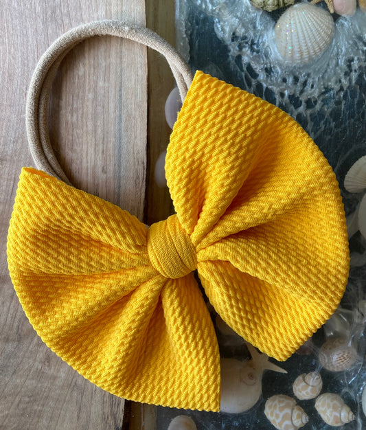 Solid Light Orange Nylon Headband Hair Bow