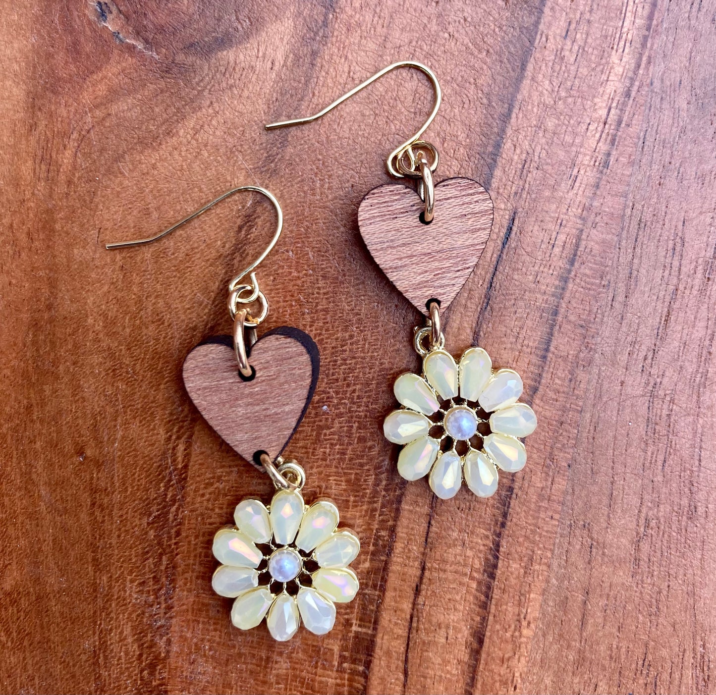 Finished Sapele Heart Earrings