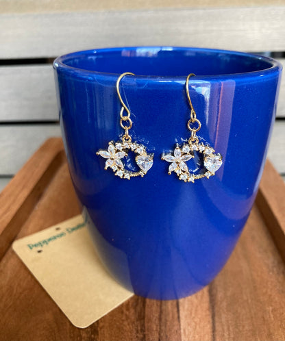 Oops We Forgot The Leather Cubic Zirconia Flower Earrings