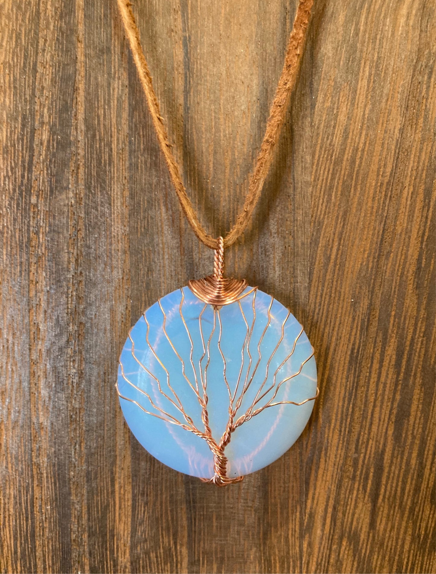 Opalite Wired Tree Necklace (Light Brown)