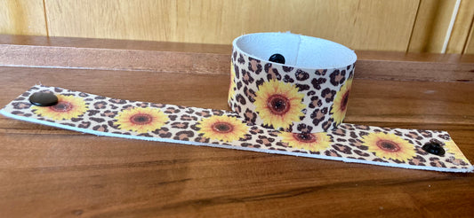 Sunflower Leopard Solid Cuff Bracelet