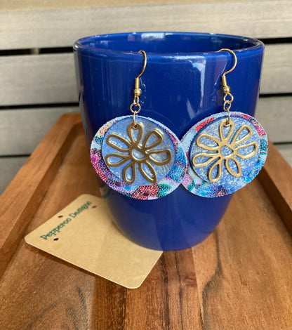 Double Leather Flower Earrings