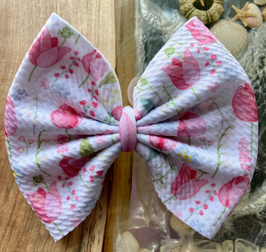 Dainty Pink Flower Hair Bow