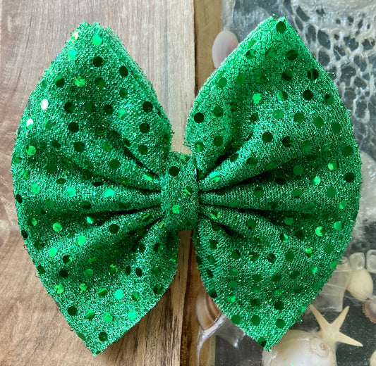 Glitter Green Hair Bow or Animal Collar Bow