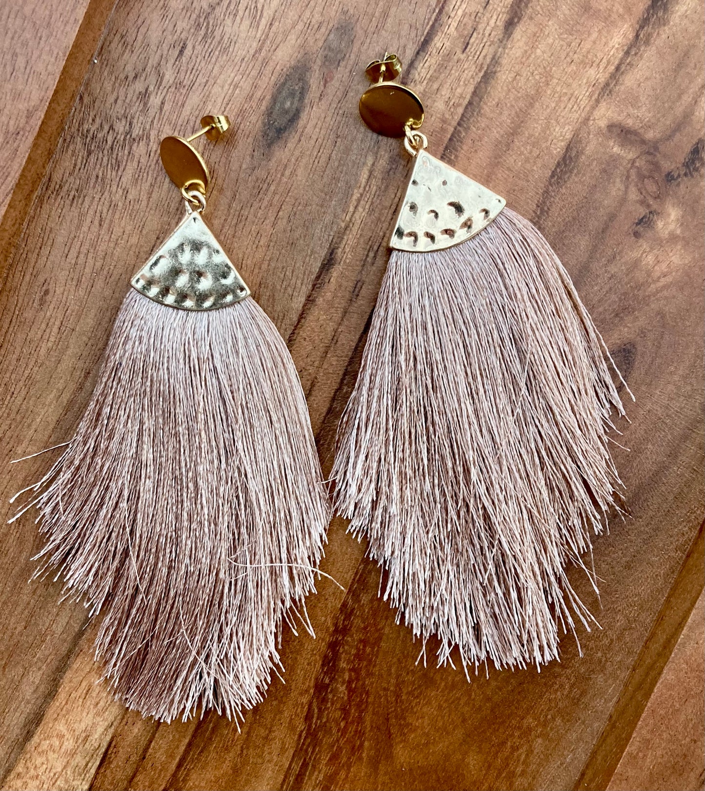 Mauve Silk Tassel Earrings