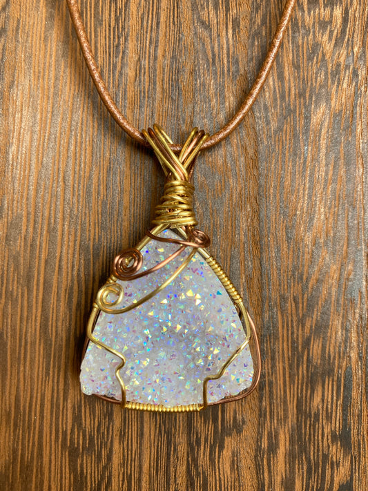 Coated Quartz Druzy Necklace