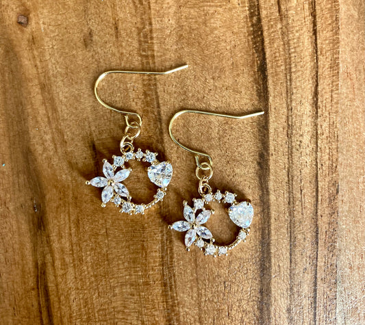 Oops We Forgot The Leather Cubic Zirconia Flower Earrings