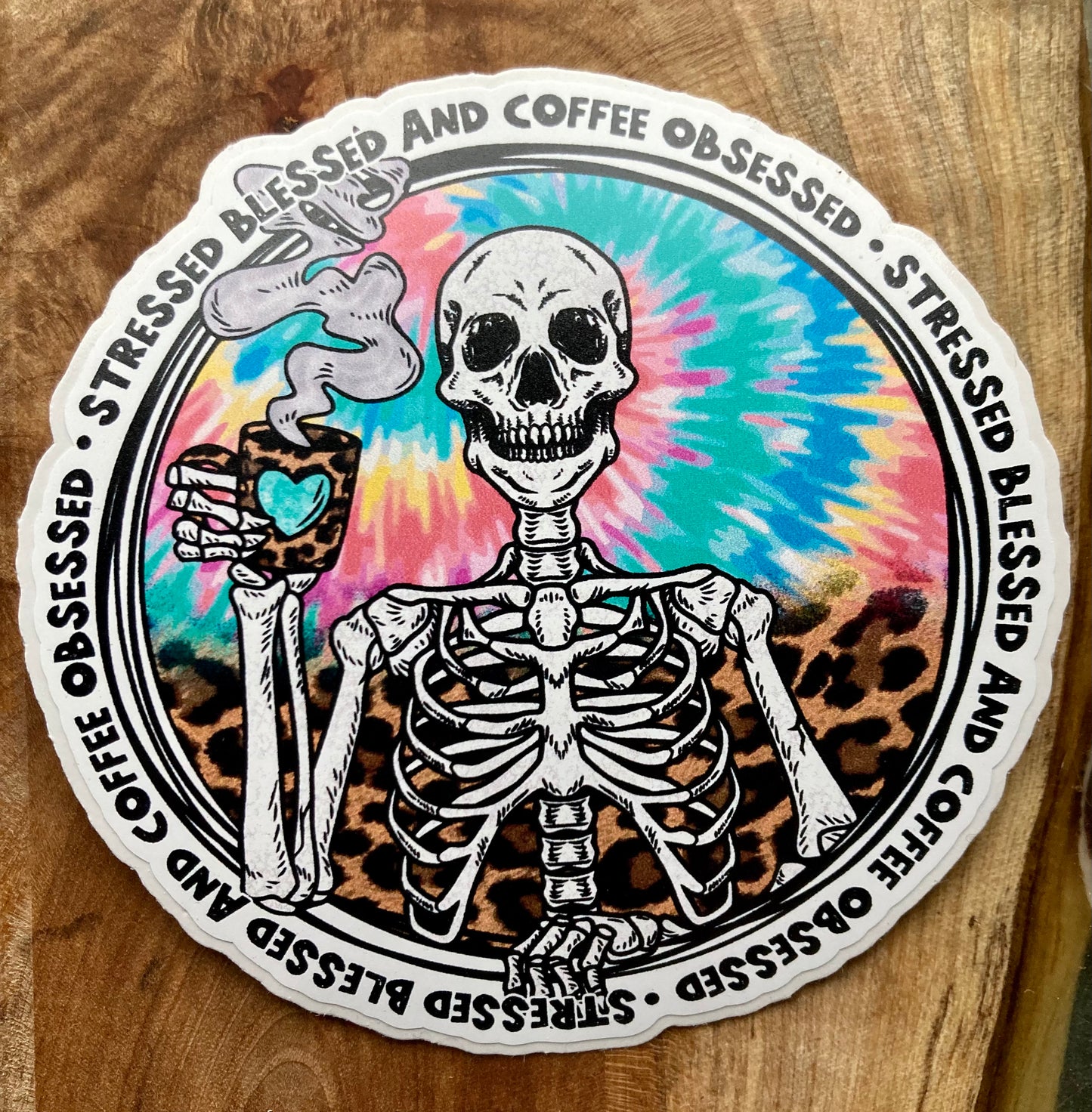 Stressed Blessed And Coffee Obsessed Sticker