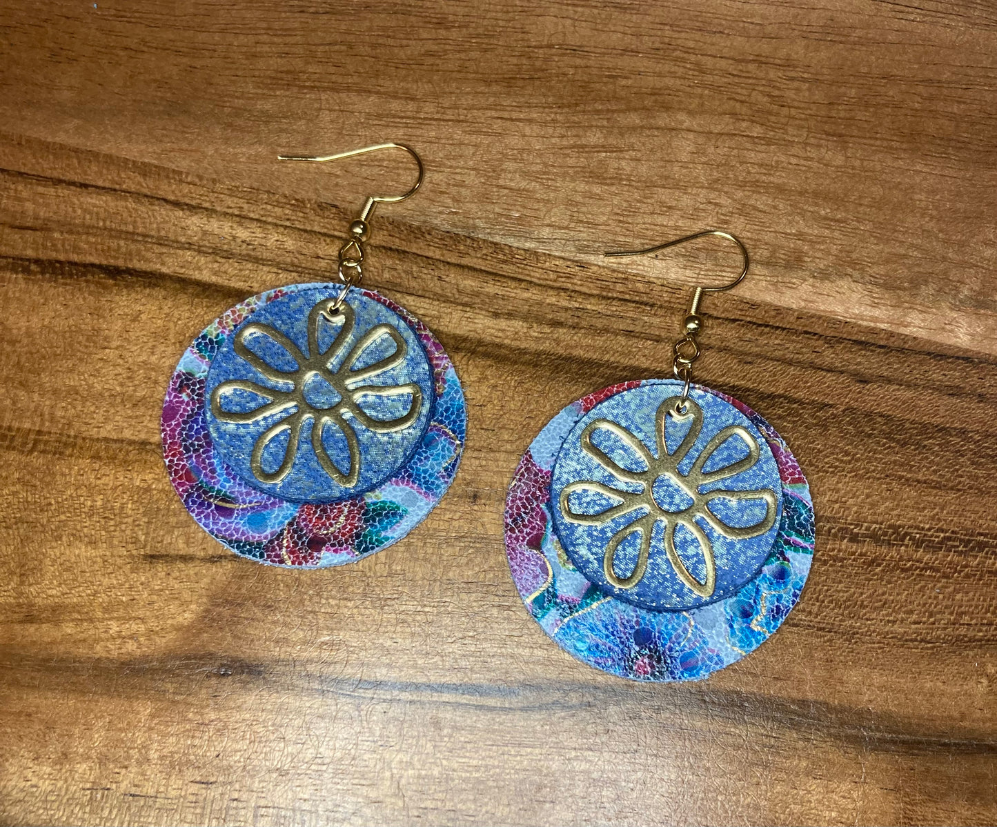 Double Leather Flower Earrings